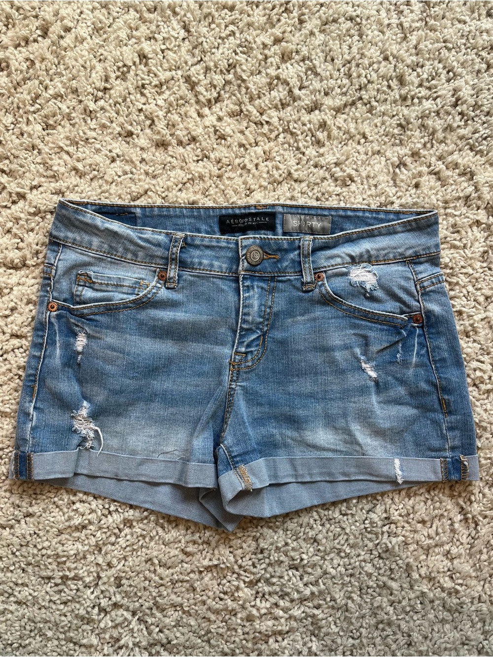 Aeropostale Blue Distressed Jean Shorts
